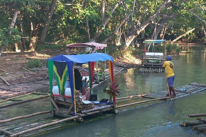 Dunn River Falls and Bamboo River Rafting in Ocho Rios Jamaica. - Stop 1: White River bamboo rafting on a 30-foot raft