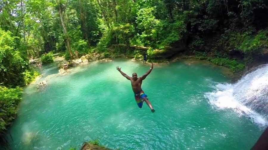 Ocho Rios: Blue Hole, Dunn’s River & Reggae Hill Guided Tour - Blue Hole Swim: Water Fun With Serious Footing