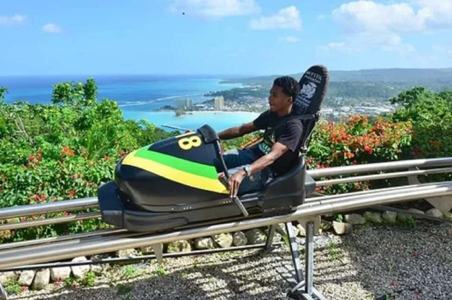 Rainforest Bobsled Mystic Mountain transportation - Pickup, Drop-Off, and That Paradise Palms Jamaica Sign
